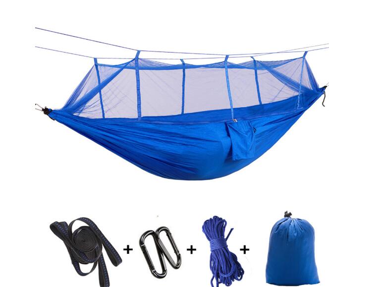 Outdoor Parachute Cloth Hammock Couble with Mosquito Net Light Portable Army Green Insect-proof Camping Aerial Tent