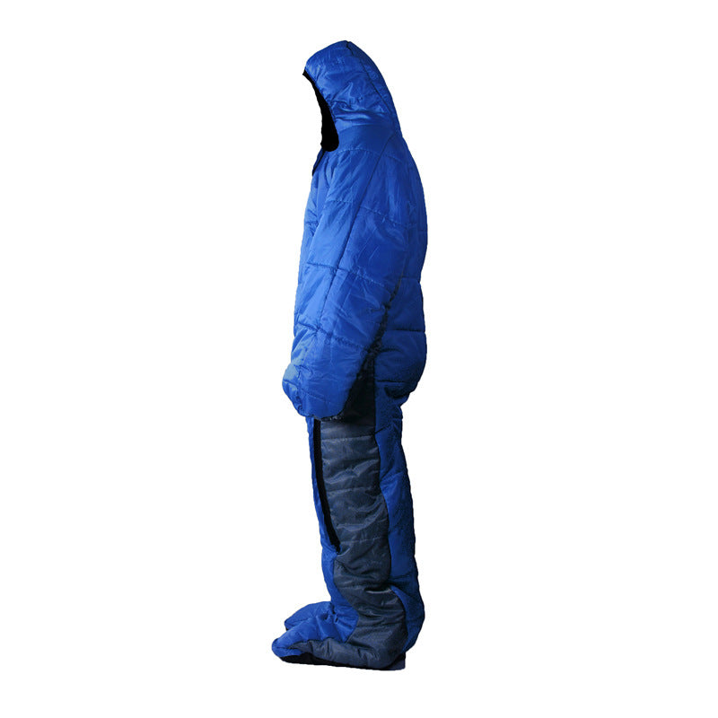 Blue Gray Color Patchwork Humanoid Sleeping Bag Human Body Can Walk Camping