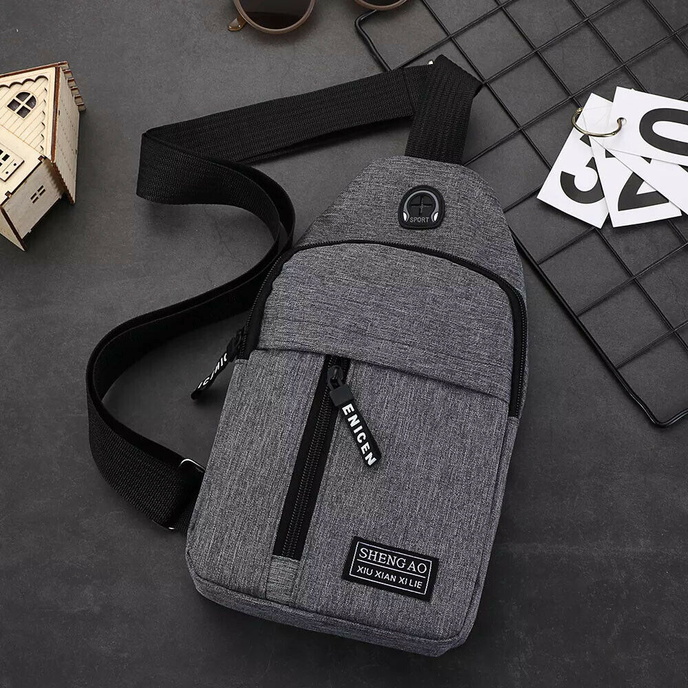 Mens Sling Bag Cross Body Handbag Chest Bag Shoulder Pack Sports Travel Backpack Gray