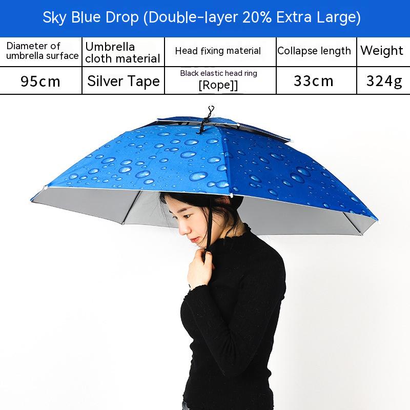 Headworn Double Layer Windproof And Rainproof Fishing Umbrella Hat